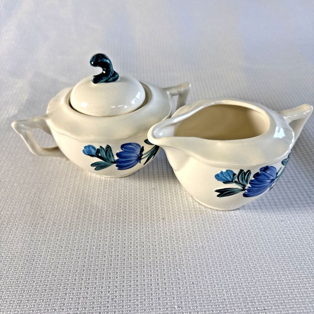 VTG Stangl Pottery DAHLIA Sugar Bowl and Creamer Set with Lid Hand Painted USA